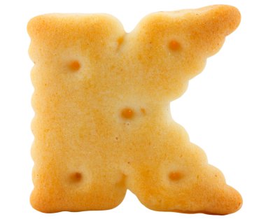 mektup k cracker alfabe üzerinde beyaz izole