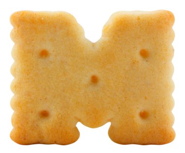 mektup m cracker alfabe üzerinde beyaz izole