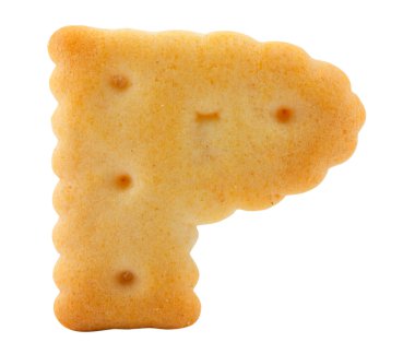 beyaz izole harf p cracker alfabesi