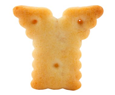 mektup y cracker alfabe üzerinde beyaz izole