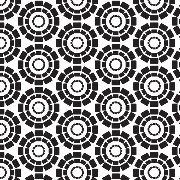 Rectangles with round edges connected in circles, black and white seamless pattern. — ストック写真