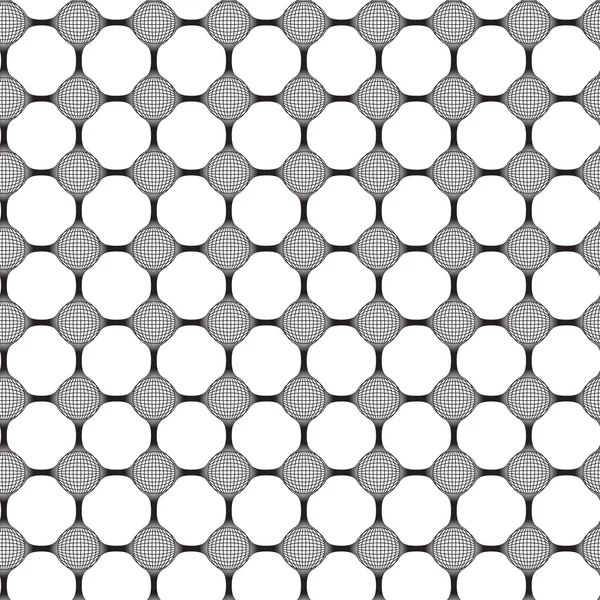 Globos de esferas conectados com efeito 3D, padrão sem emenda preto e branco . — Fotografia de Stock