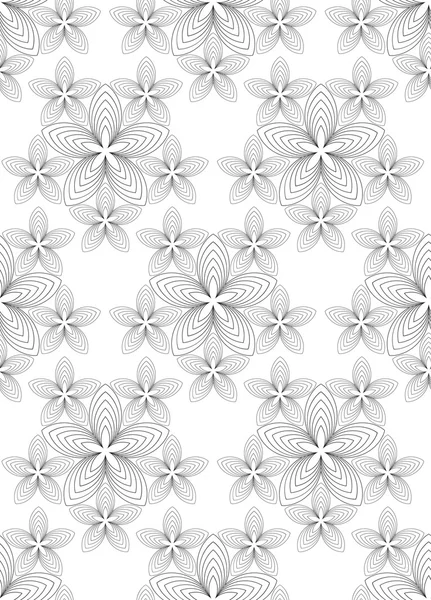 Flowers, black and white abstract seamless pattern. — ストック写真