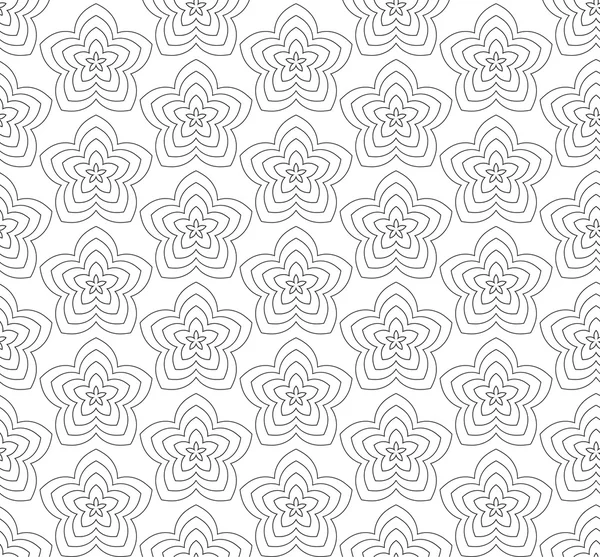 Flowers, black and white abstract seamless pattern. — ストック写真