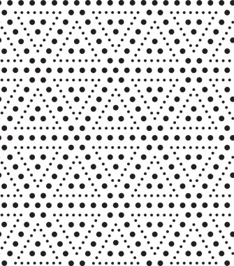 Triangles of dots, black and white abstract geometric sea