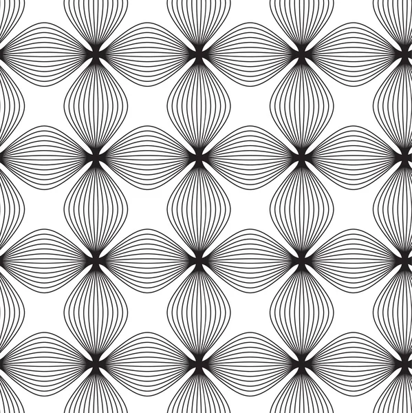 Flowers, black and white abstract geometric seamless patt — Stockfoto