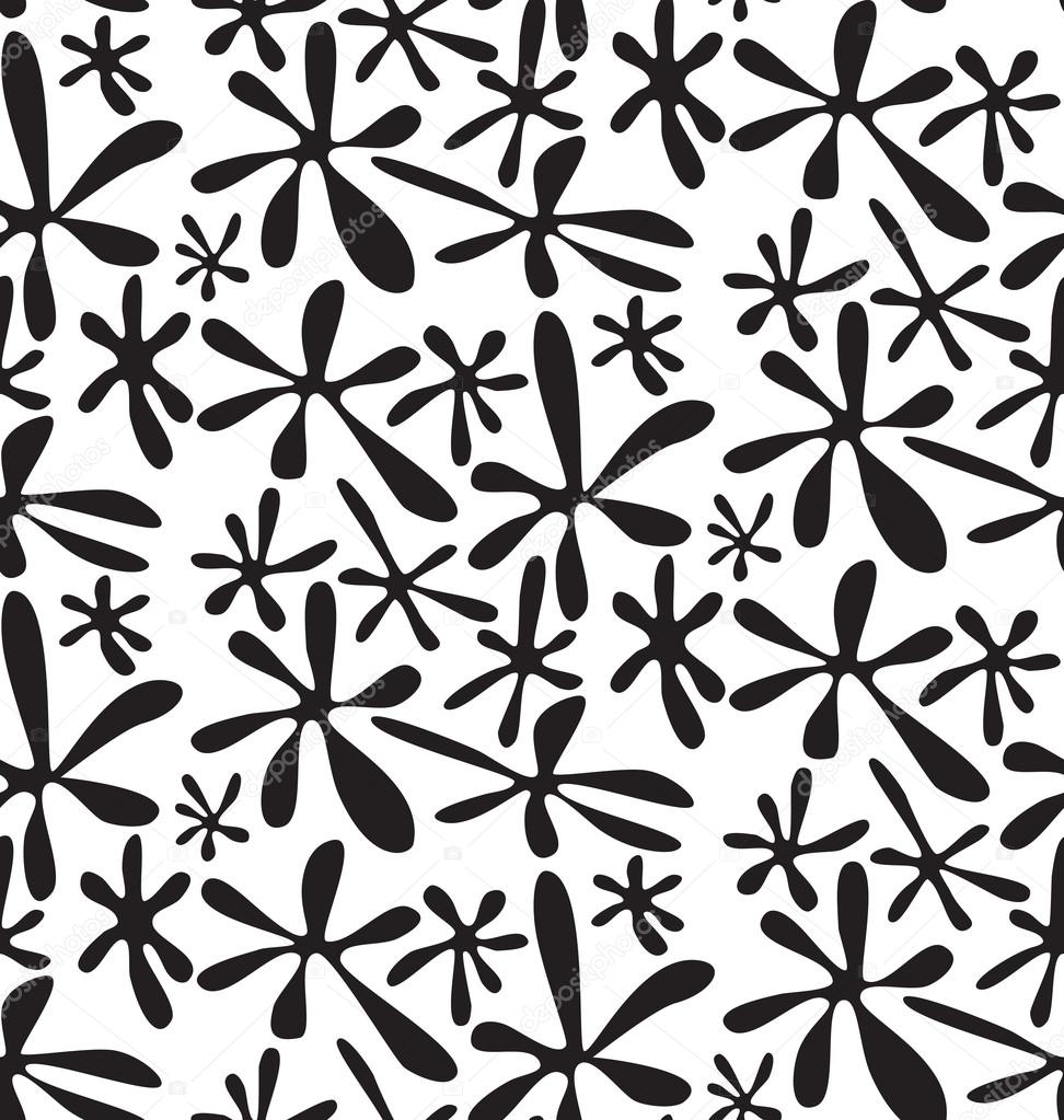Ink spots, black and white abstract geometric seamless pa