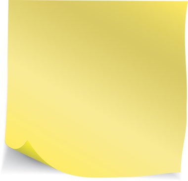 Yellow stick note isolated on white background illustrat