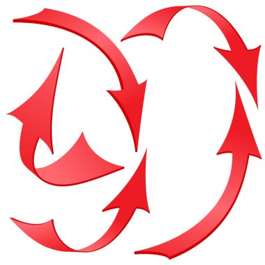 Set of Red Twisted Arrow Stickers Illustration