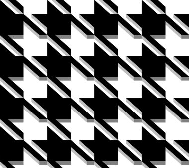 3D Houndstooth Weave, Black and White Seamless Pattern Ba