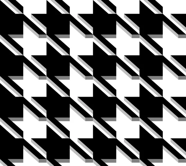 3D Houndstooth Weave, Black and White Seamless Pattern Ba