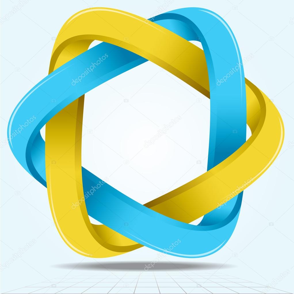 Infinite Ribbon Star, Two Looped Triangle Shape Icon Ill