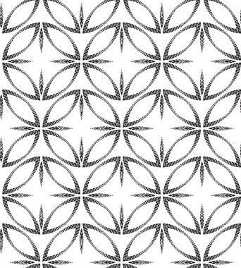 yarı ton siyah ve beyaz soyut halkalar geometrik vektör seaml