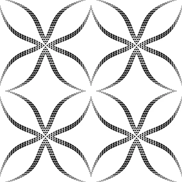 Halftone zwart-wit bloemen abstracte geometrische vector seaml — Stockvector