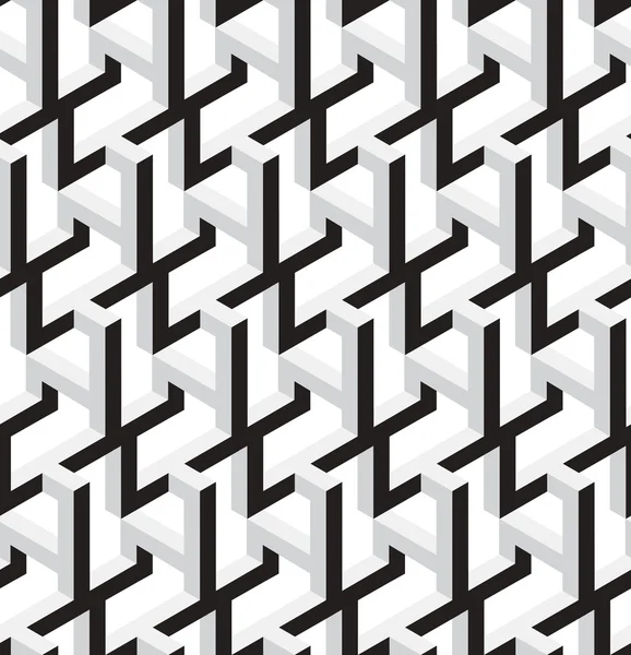 3D noir et blanc étoiles abstraites vecteur géométrique sans couture Patt — Image vectorielle