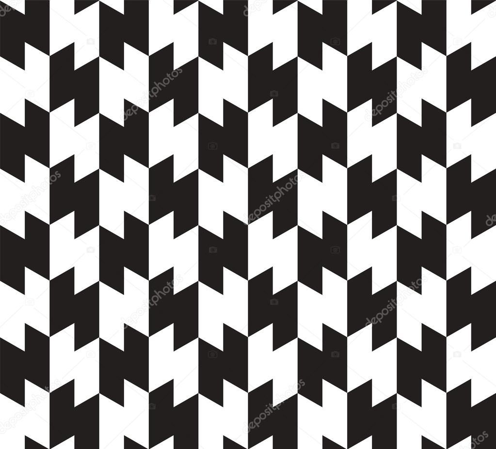Black and White Zig Zag Vector Seamless Pattern Background. Line