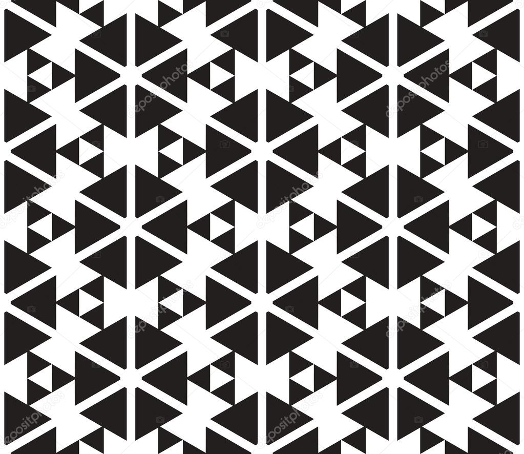 Black and White Triangles Vector Seamless Pattern Background. Li
