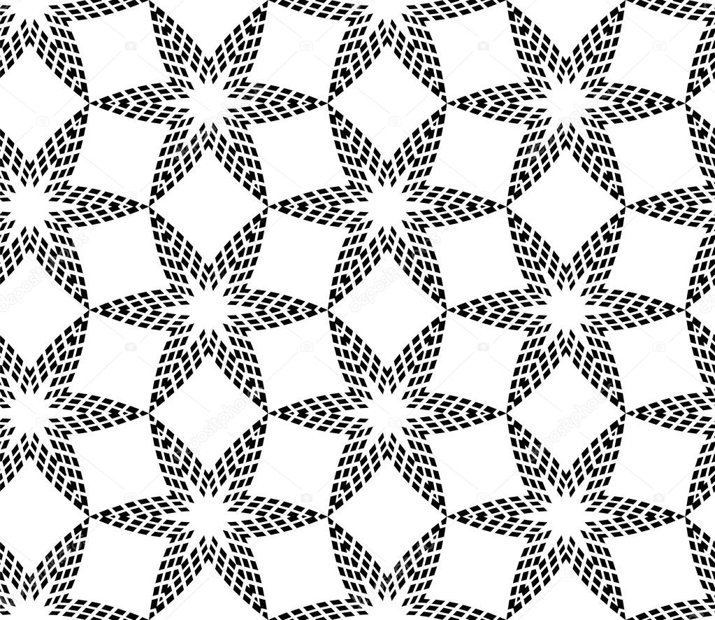Halftone Black and White Abstract Stars Geometric Vector Seamles