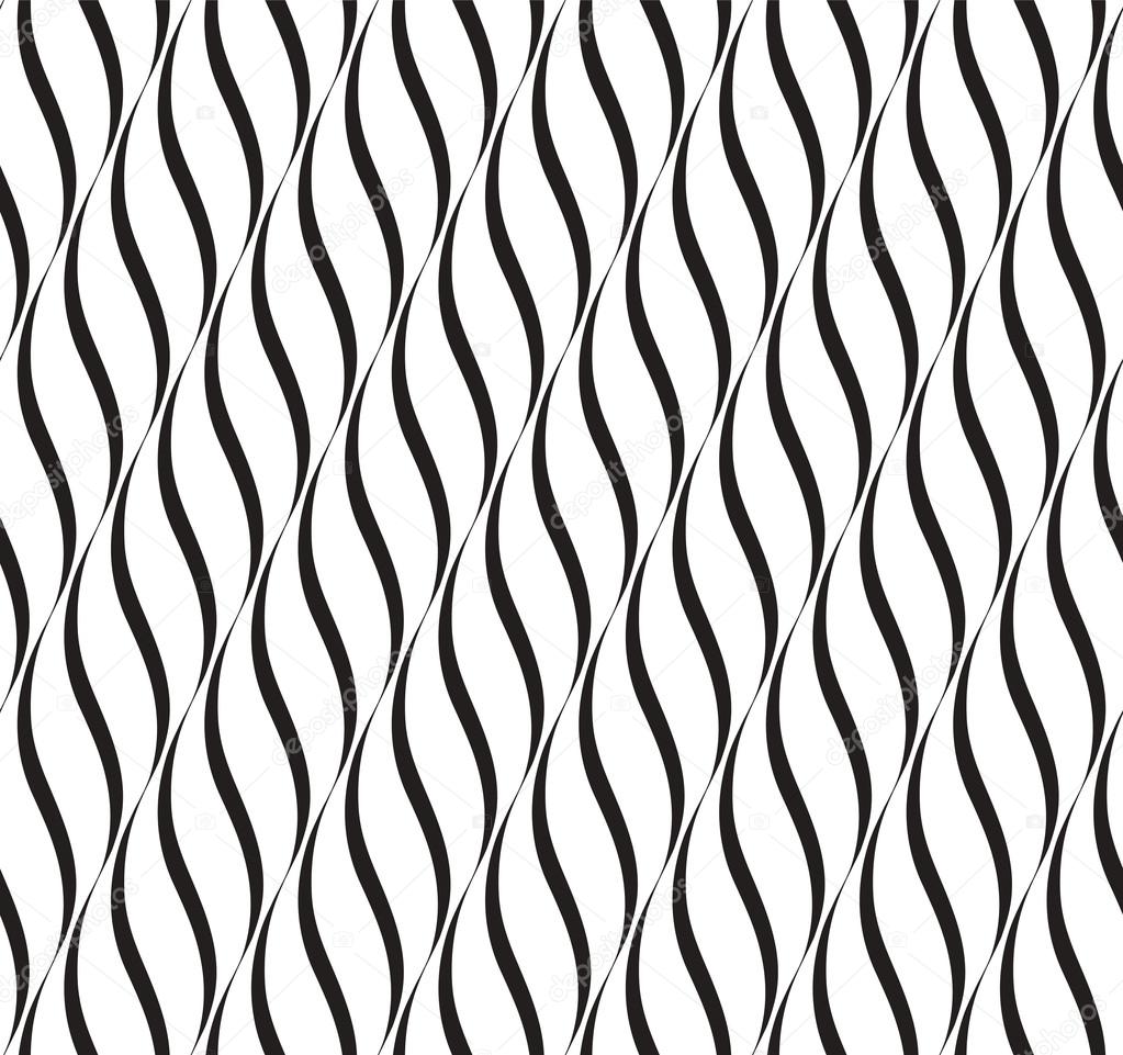 Vertical Waves, Black and White Optical Illusion, Vector Seamles