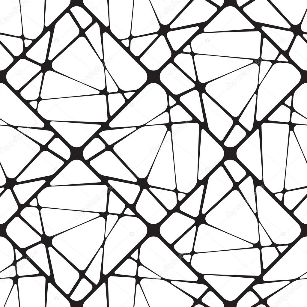 Broken Tiles, Black and White Abstract Geometric Vector Seamless