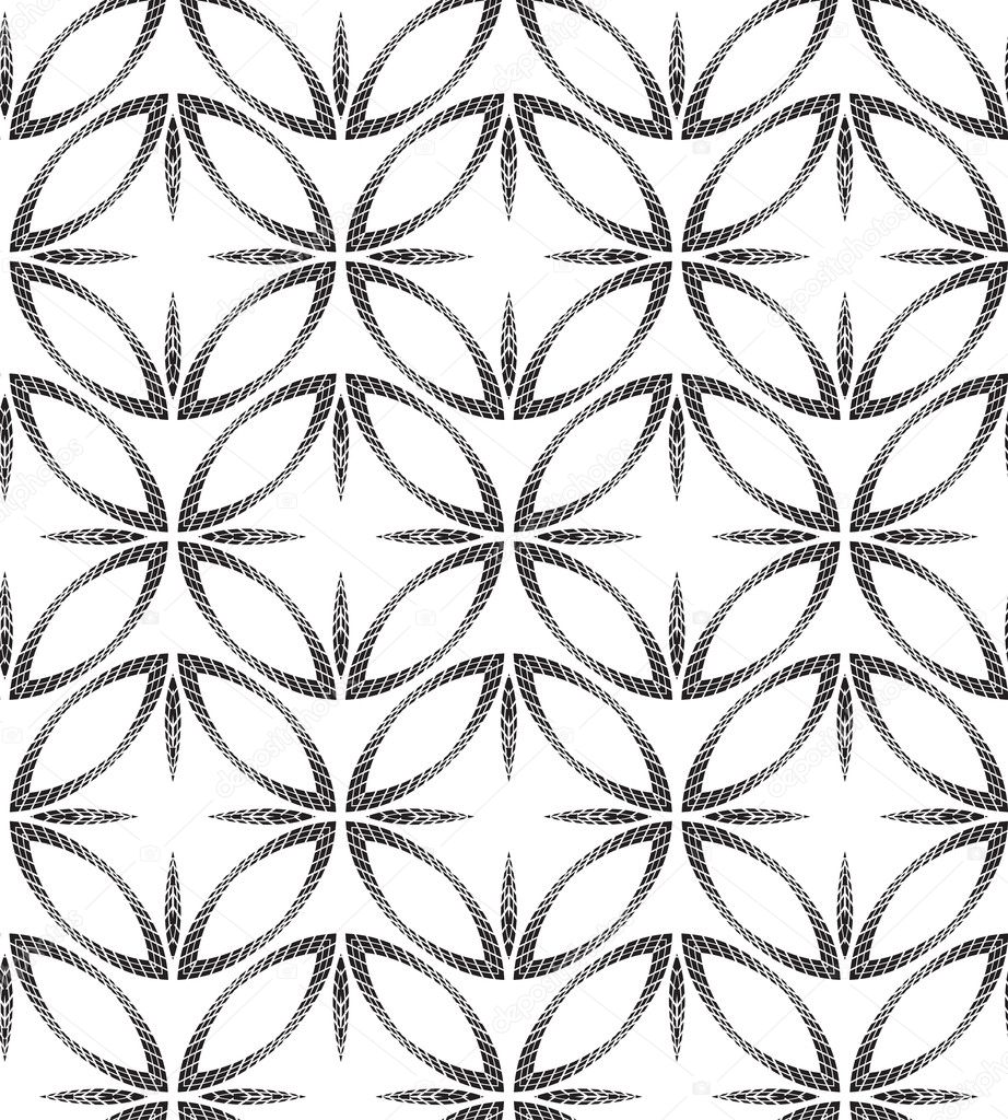 Halftone Black and White Abstract Circles Geometric Vector Seaml