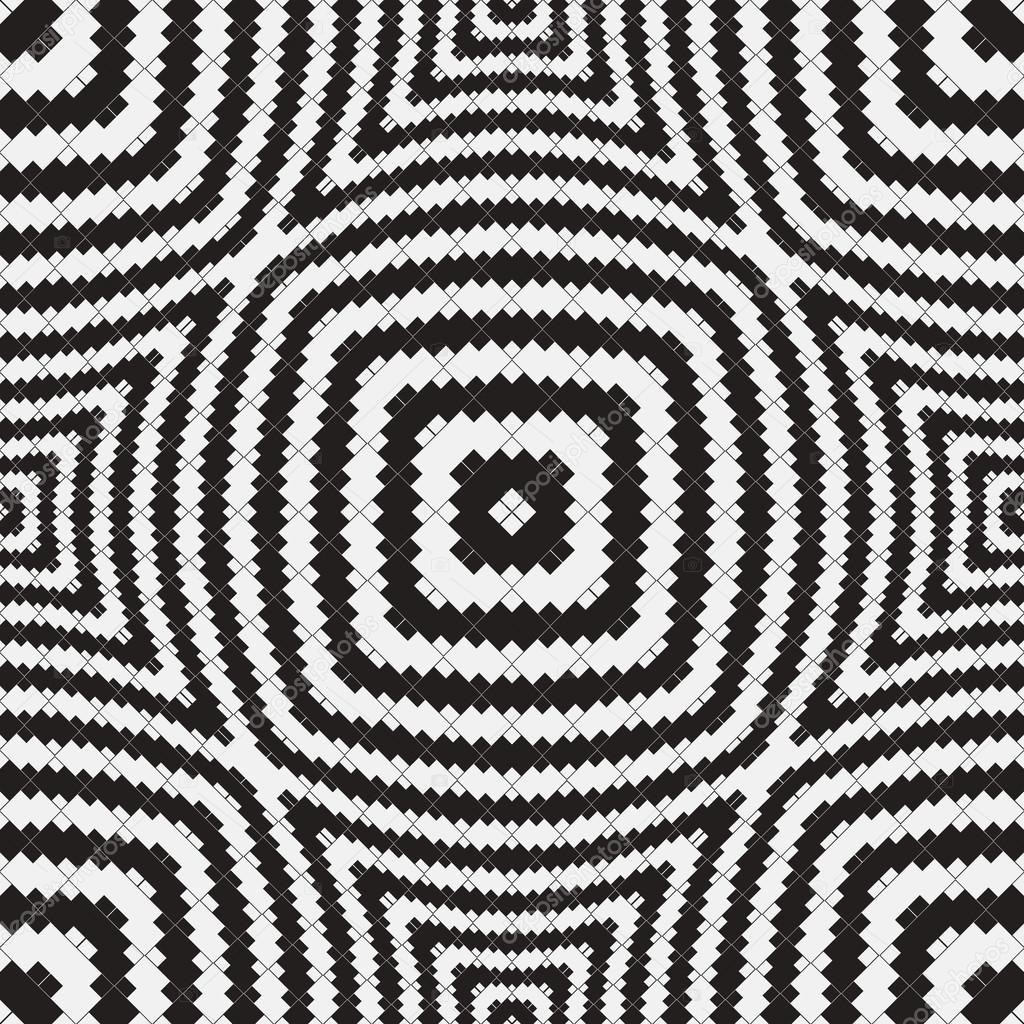 Black and White Optical Illusion, Vector Seamless Pattern Backgr