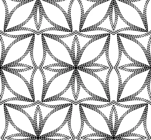 Halftone Black and White Abstract Flowers Geometric Seaml — Stock fotografie