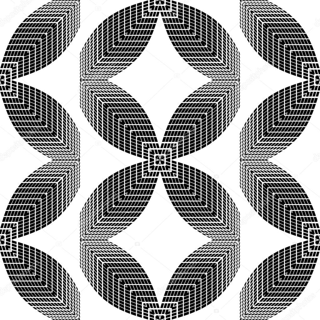 Halftone Black and White Abstract Geometric Vector Seamless Patt
