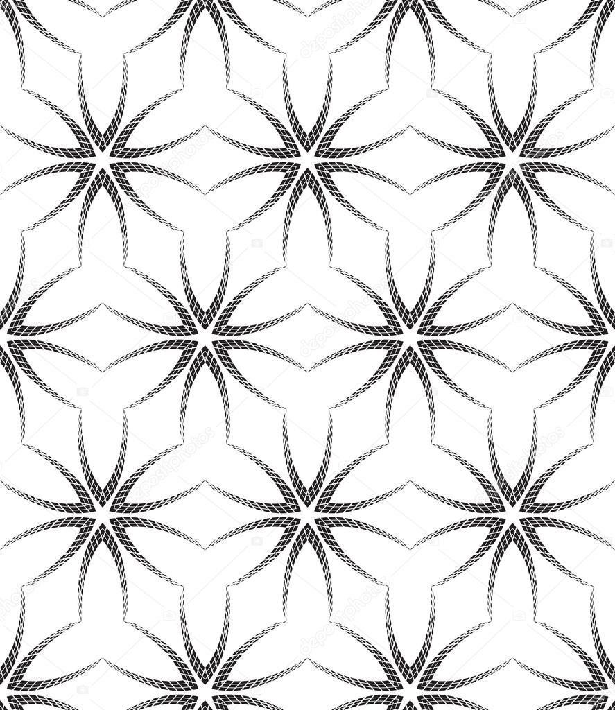 Halftone Black and White Abstract Flowers Geometric Vector Seaml