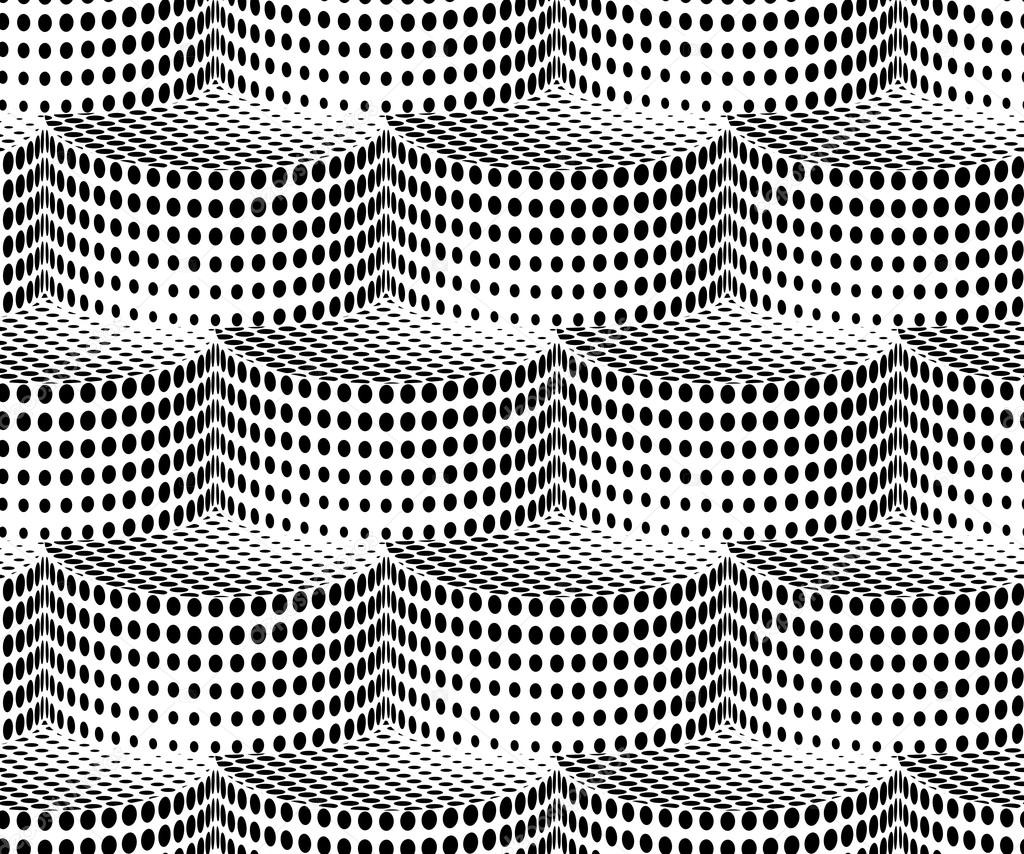 3D Cylinders Halftone Black and White Abstract Stars Geometric V