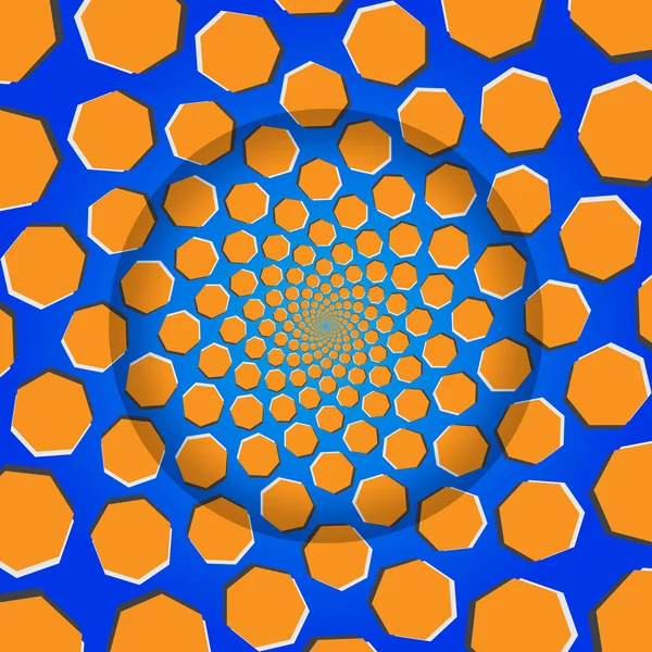 Roterande heptagon, optisk illusion, vektor illustration mönster — Stock vektor