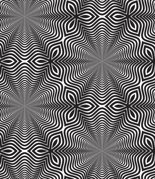 Diseño de Op Art en blanco y negro, Vector Seamless Pattern Backgroun — Archivo Imágenes Vectoriales