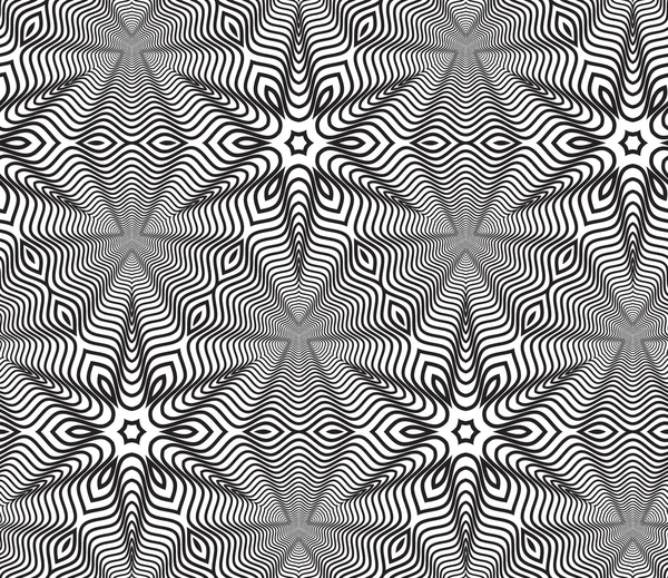 Schwarz-weiß Op Art Design, Vektor nahtlose Muster Hintergrund — Stockvektor