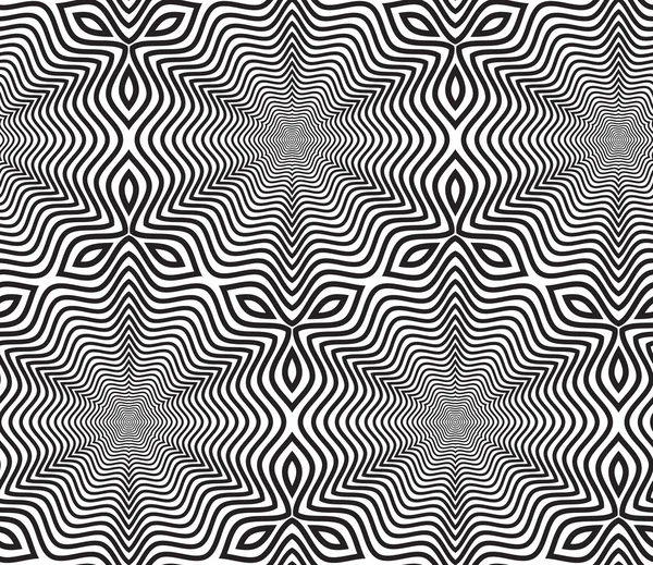 Schwarz-weiß Op Art Design, Vektor nahtlose Muster Hintergrund — Stockvektor