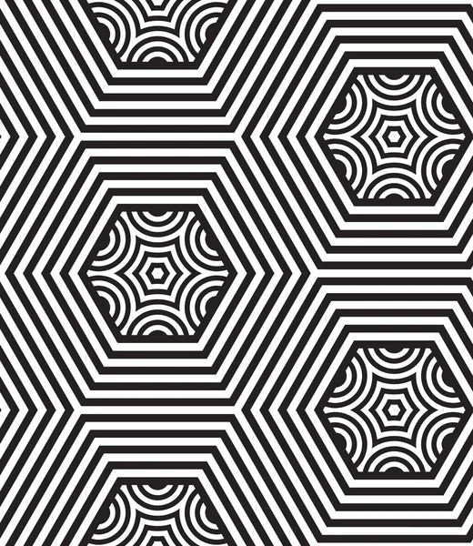 Zwart-wit vector naadloze patroon achtergrond, lijnen. — Stockvector