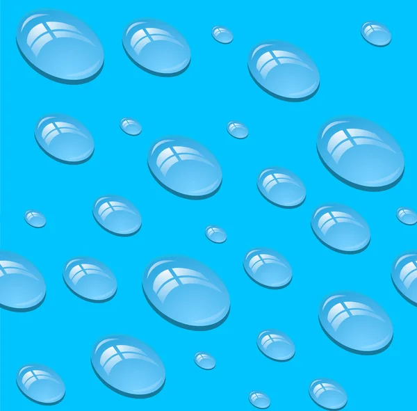 Water Drops with Highlights on Blue Background, Vector Seamless — Stock Vector