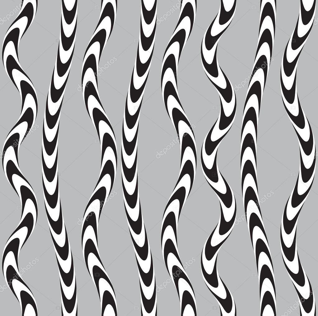 Black and White Twisted Ribbon, Vectro Seamless Pattern.