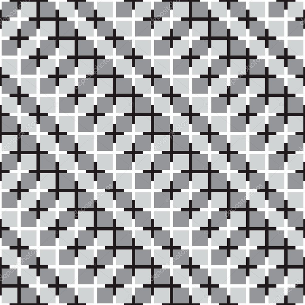 Waving Squares, Black and White Optical Illusion, Vector Seamles