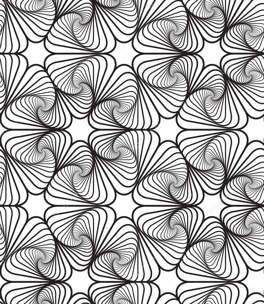 Black and White Op Art Design, Vector Seamless Pattern Backgroun