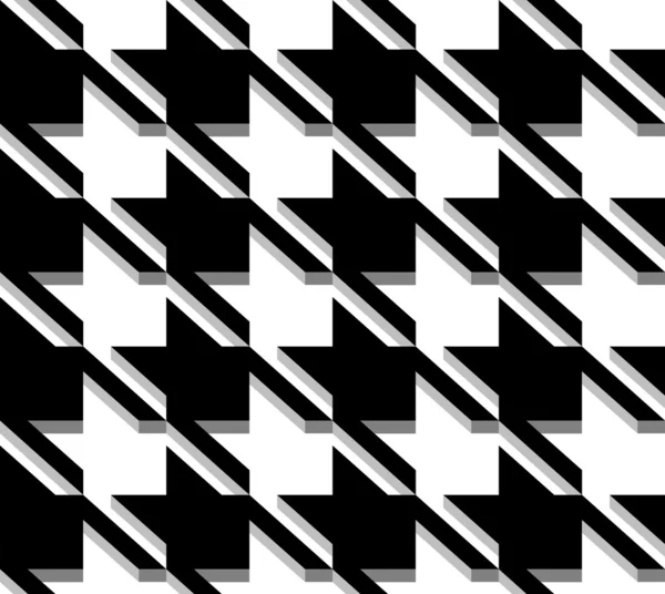 3D Houndstooth Weave, Black and White — Stock Vector