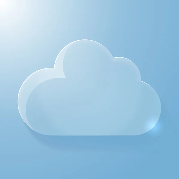 Glossy blue cloud icon with light — Stock Vector
