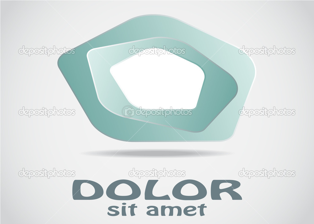 Stone with Hole, Abstract 3D Logo Design Template, Pentagon Vector Icon, TV-set Concept.