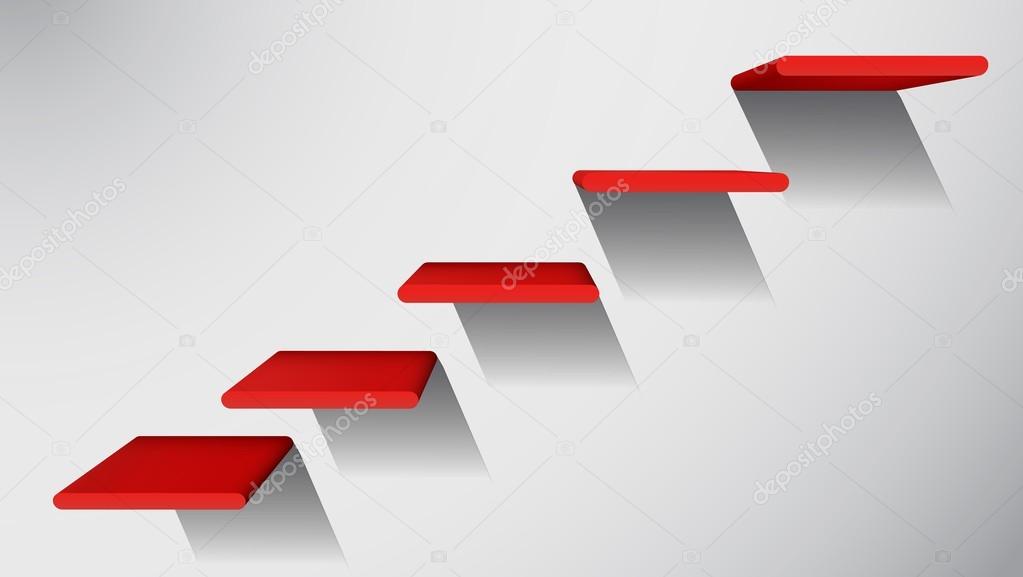 3D Red Stairs to Success
