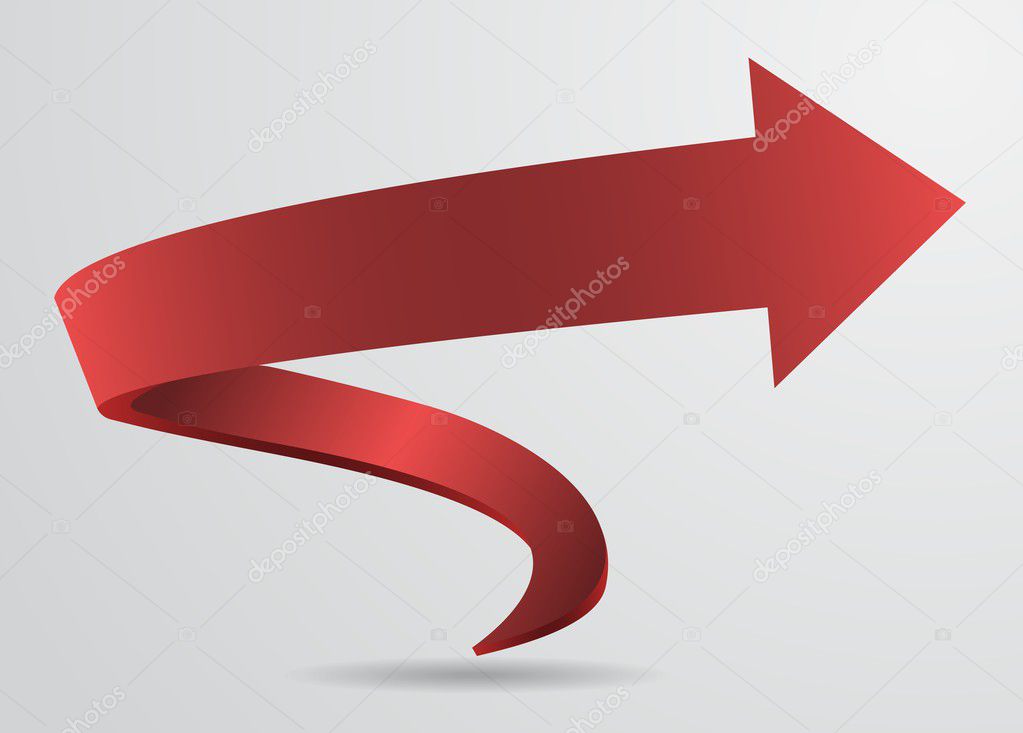 3D Red Spiral Arrow Pointer Sign