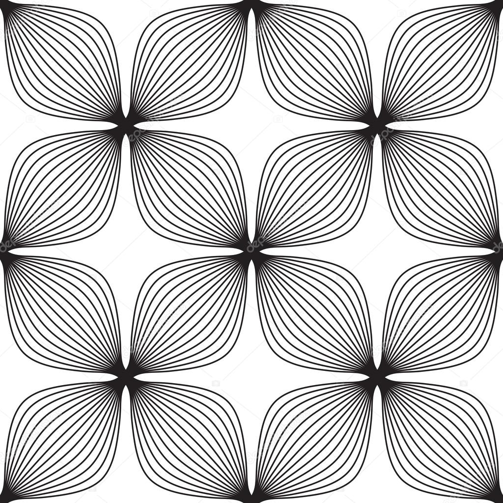 Flowers, black and white abstract geometric