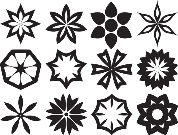 Collection of 12 Different Stylistic Flowers — Stock Vector