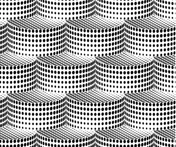 3D Cylinders Halftone Black and White Abstract — Stock Vector