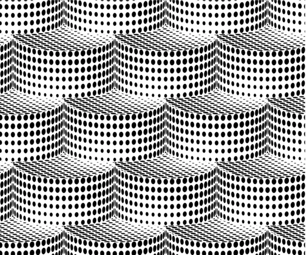 Cylindres 3D Halftone Noir et Blanc Résumé — Image vectorielle