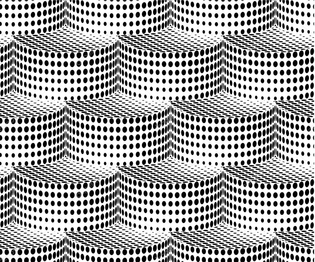 3D Cylinders Halftone Black and White Abstract