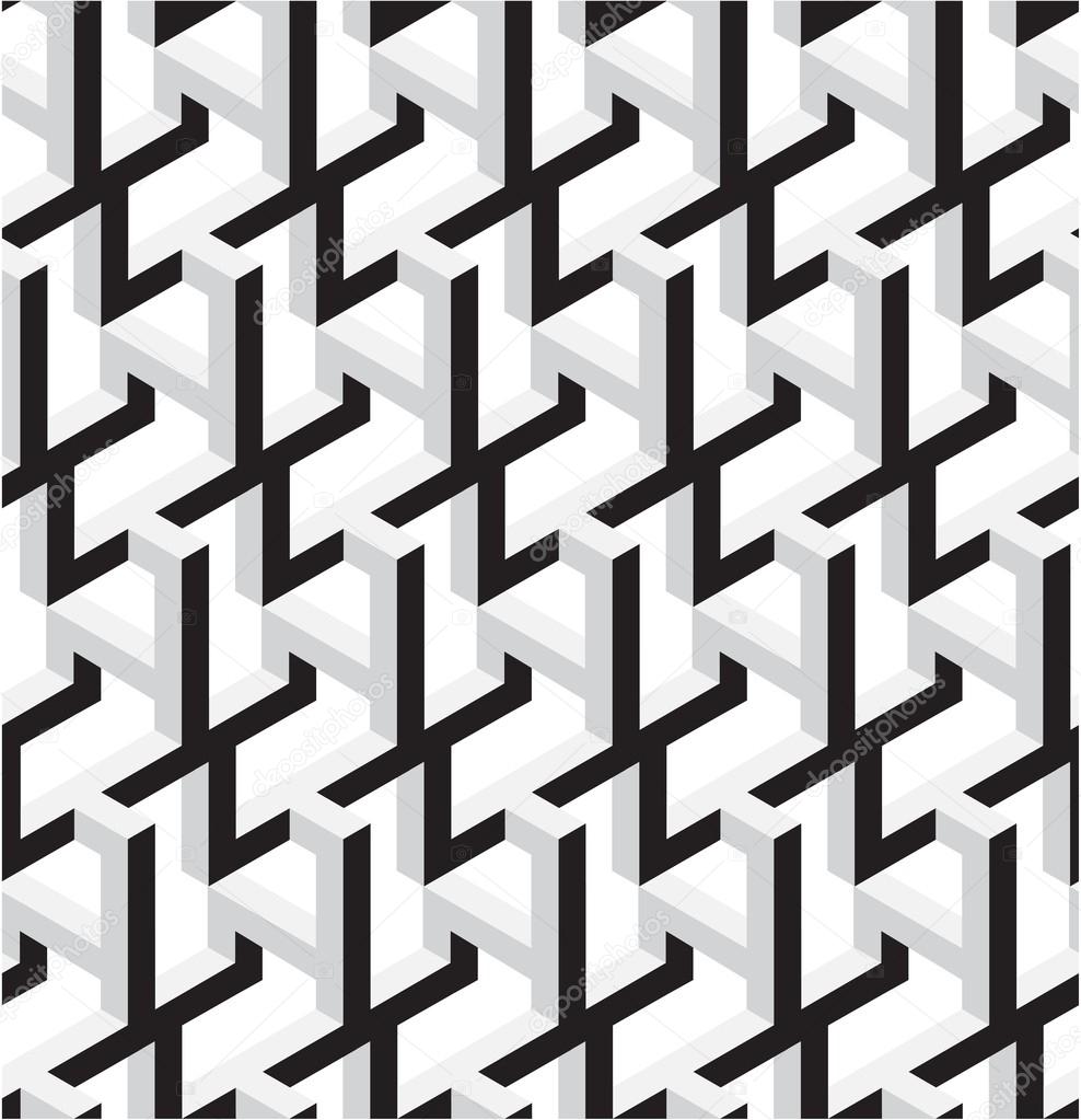 3D Black and White Abstract Stars Geometric